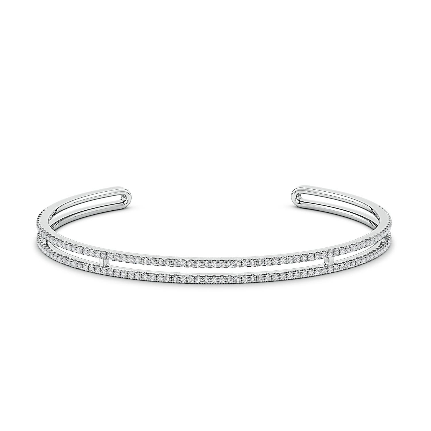 1.25mm HSI2 U-Pavé Set Diamond Parallel Row Flex Cuff Bracelet in White Gold - side 2