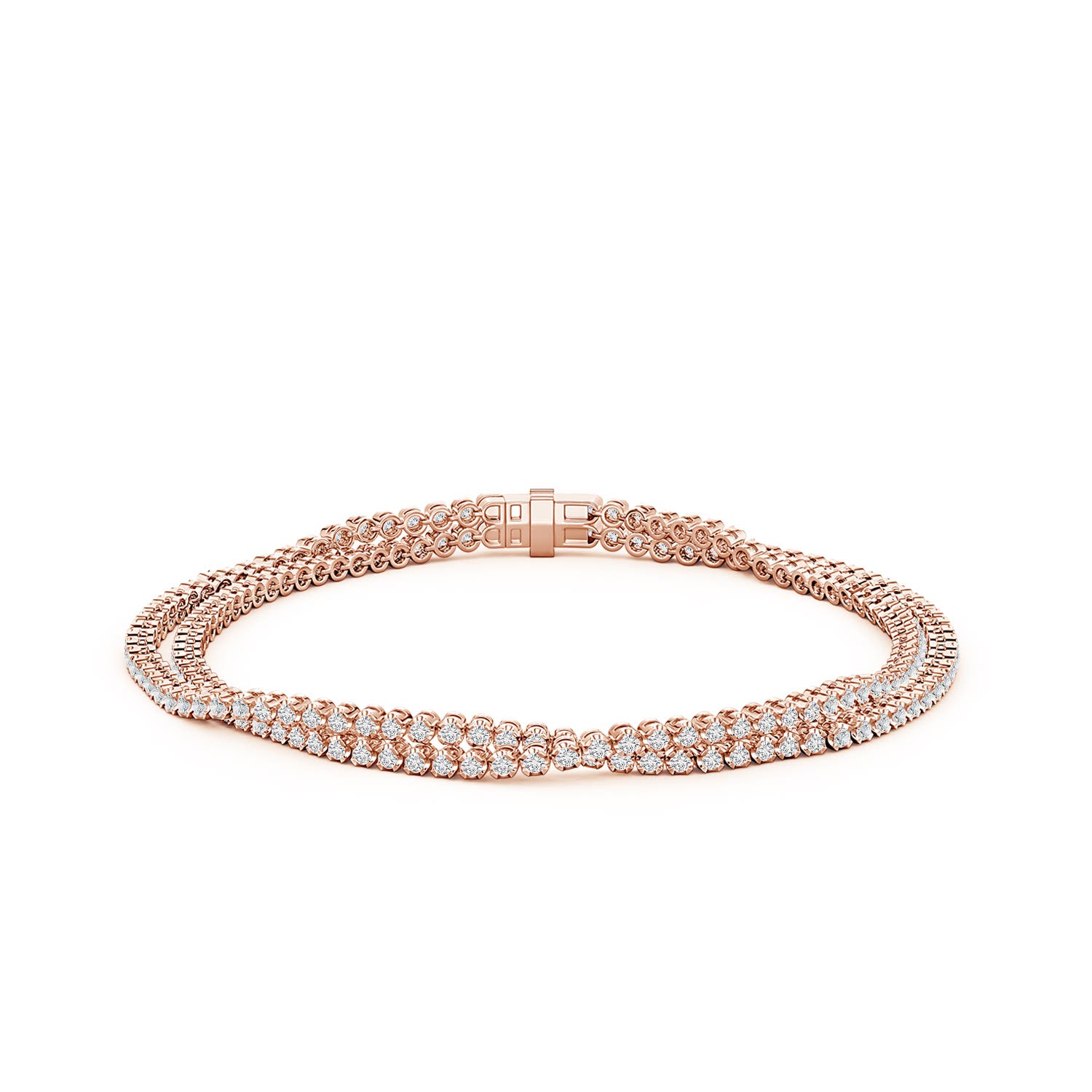1.3mm HSI2 Round Diamond Intertwined Tennis Bracelet in Rose Gold