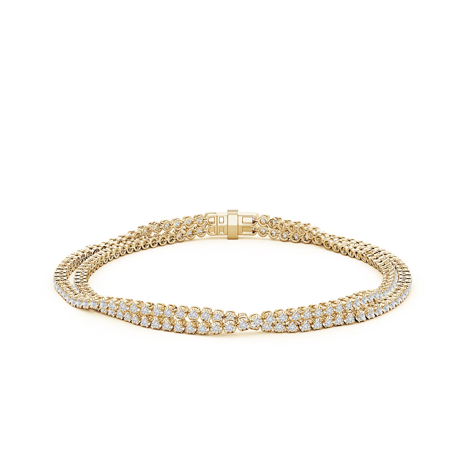 1.3mm HSI2 Round Diamond Intertwined Tennis Bracelet in Yellow Gold