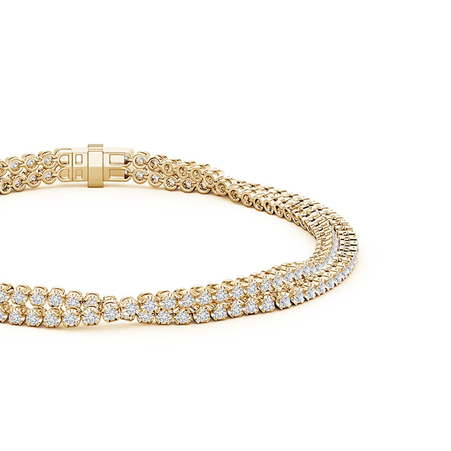 1.3mm HSI2 Round Diamond Intertwined Tennis Bracelet in Yellow Gold