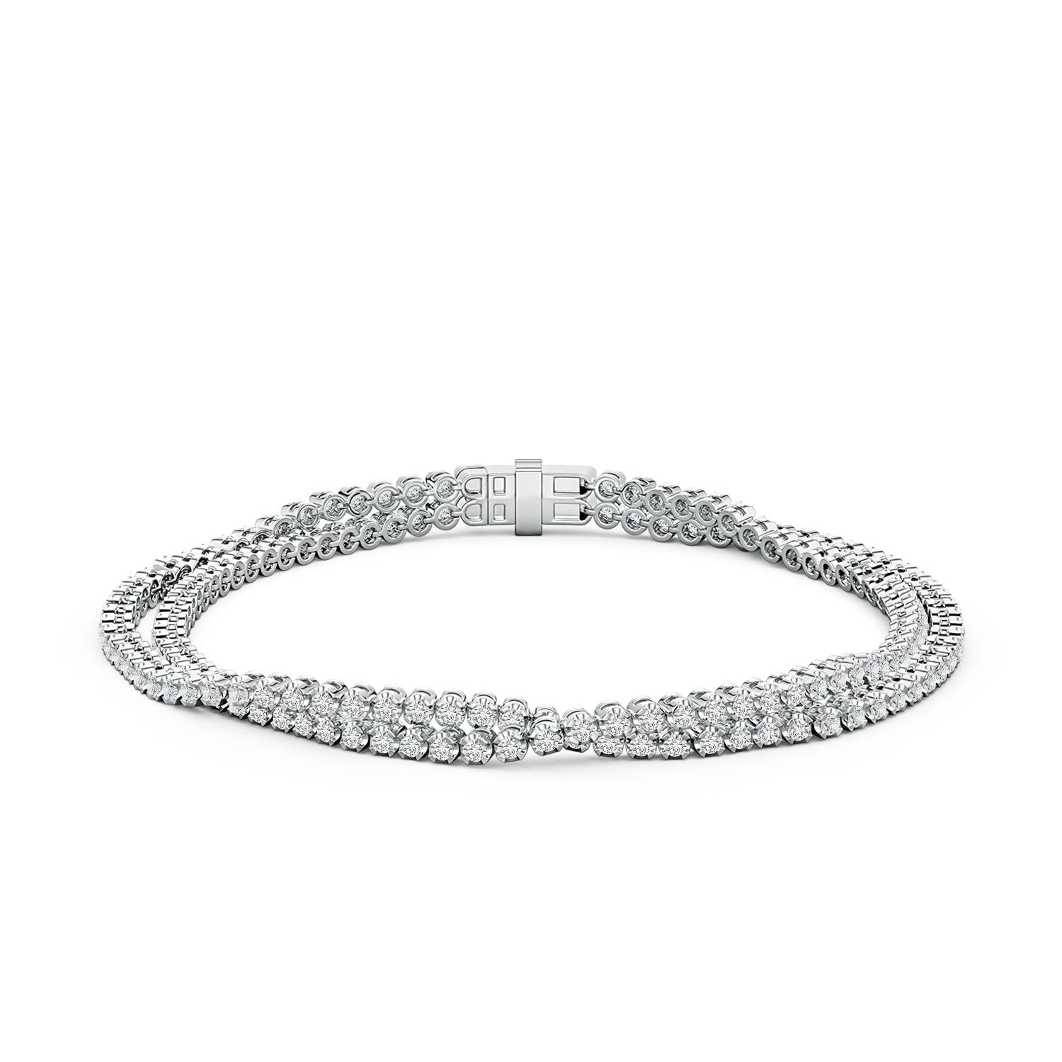 1.5mm HSI2 Round Diamond Intertwined Tennis Bracelet in White Gold