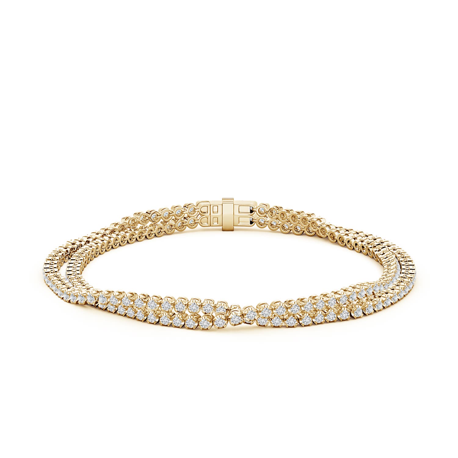 1.5mm HSI2 Round Diamond Intertwined Tennis Bracelet in Yellow Gold