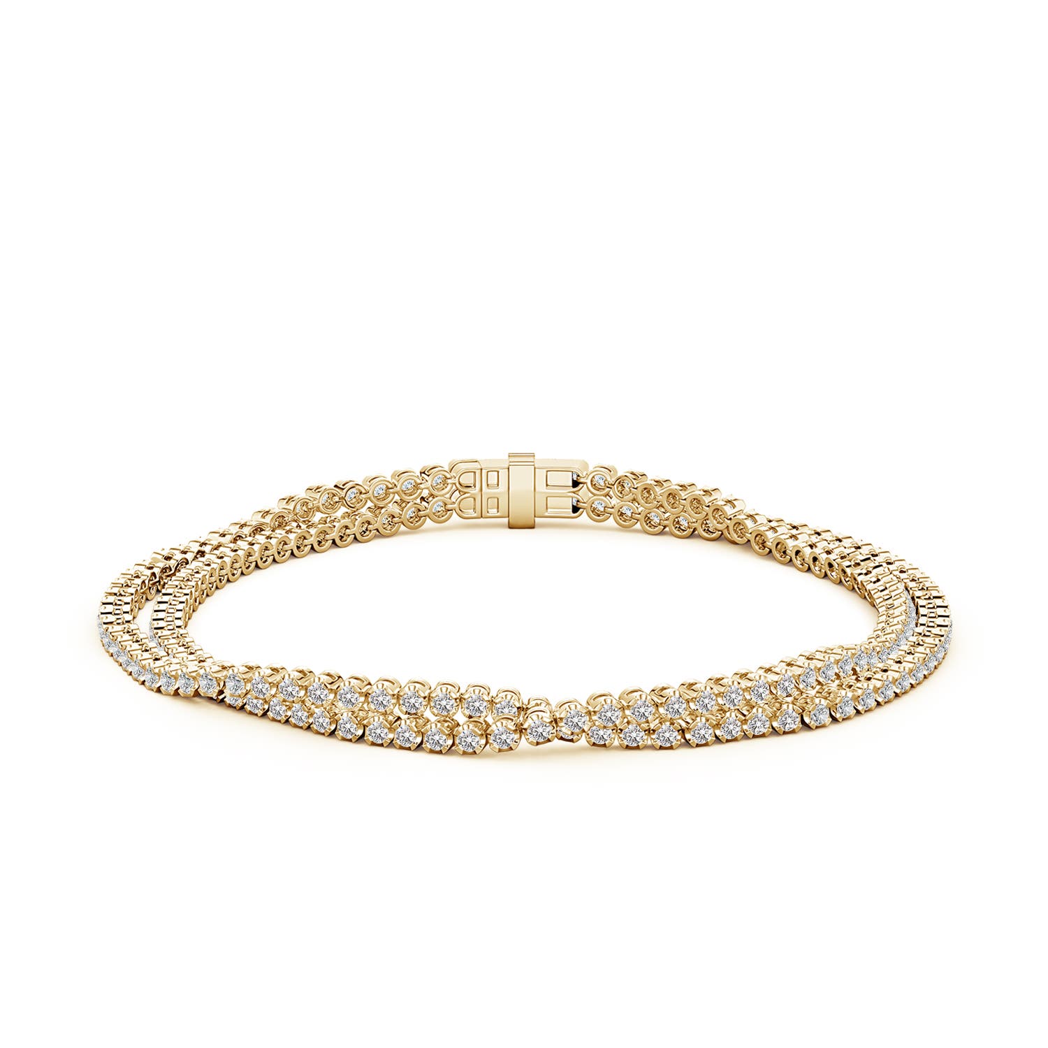 1.5mm IJI1I2 Round Diamond Intertwined Tennis Bracelet in 18K Yellow Gold