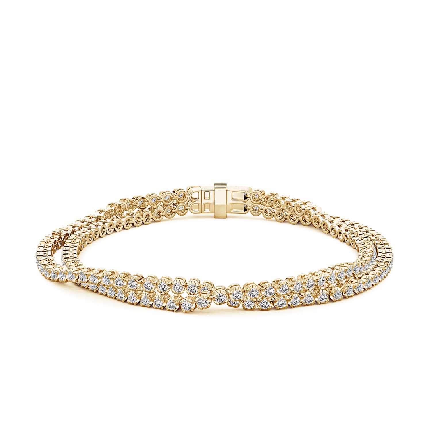1.7mm IJI1I2 Round Diamond Intertwined Tennis Bracelet in 18K Yellow Gold