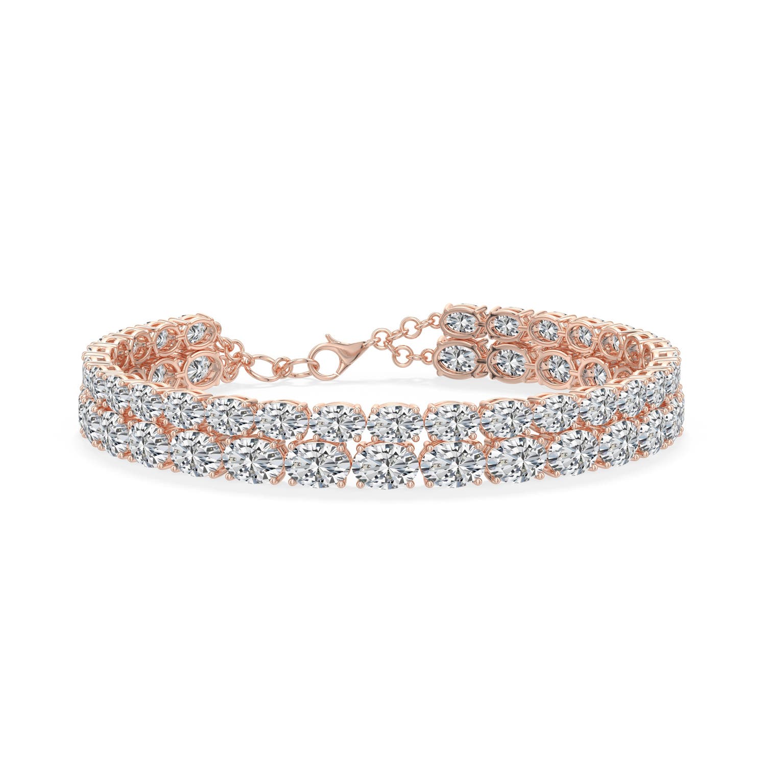 Angara 31.47 CTW Double-Row Oval Diamond Tennis Bracelet in 18K Rose Gold