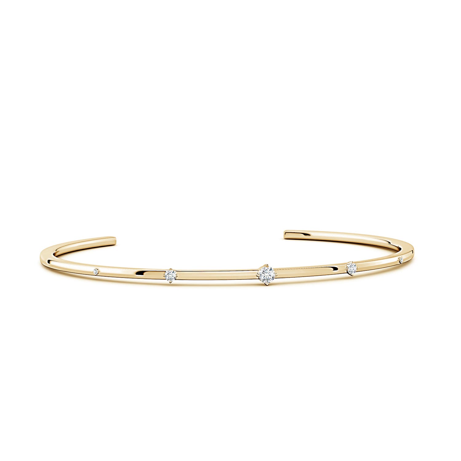 3mm GVS2 Five-Stone Round Diamond Station Cuff Bracelet in Yellow Gold
