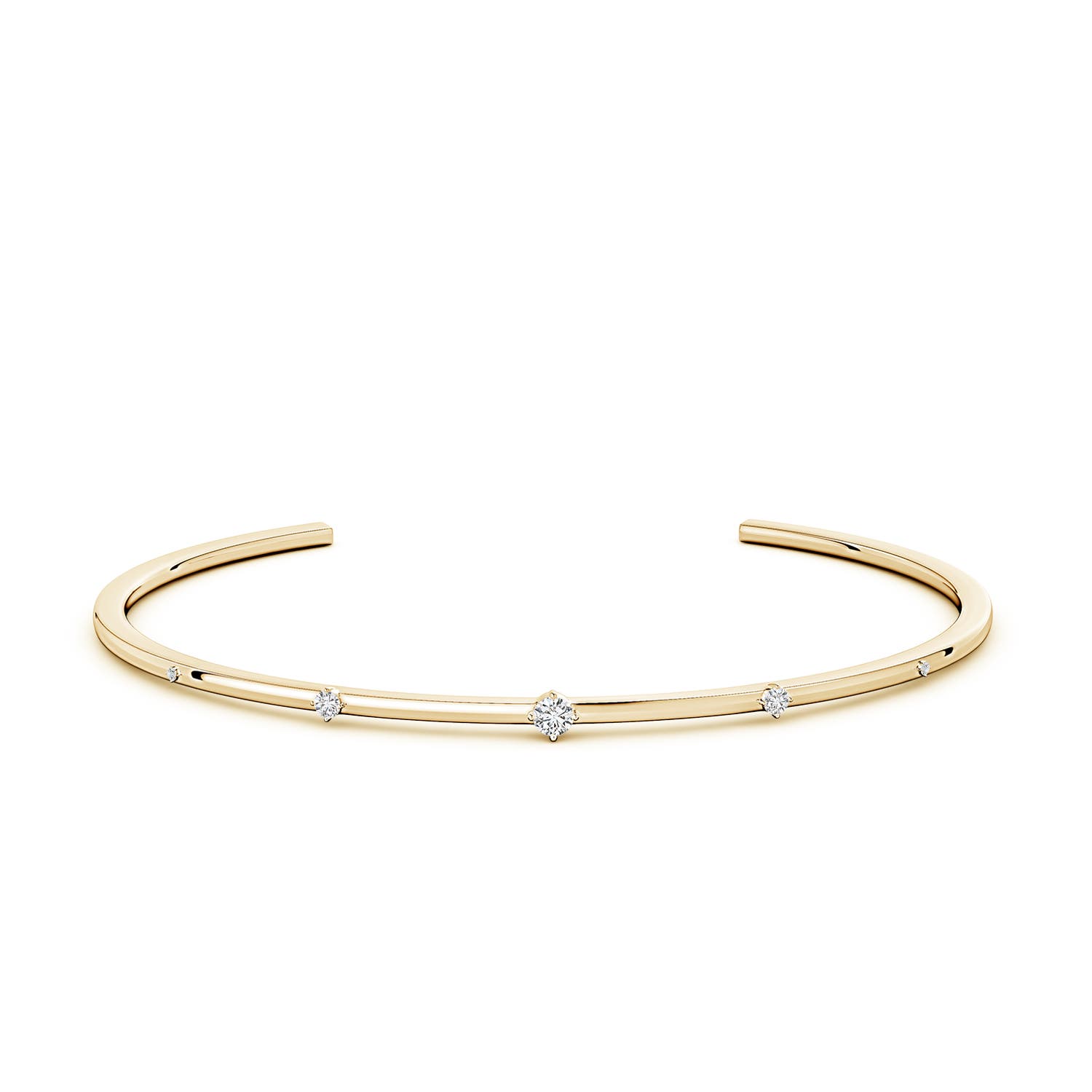 3mm HSI2 Five-Stone Round Diamond Station Cuff Bracelet in 18K Yellow Gold
