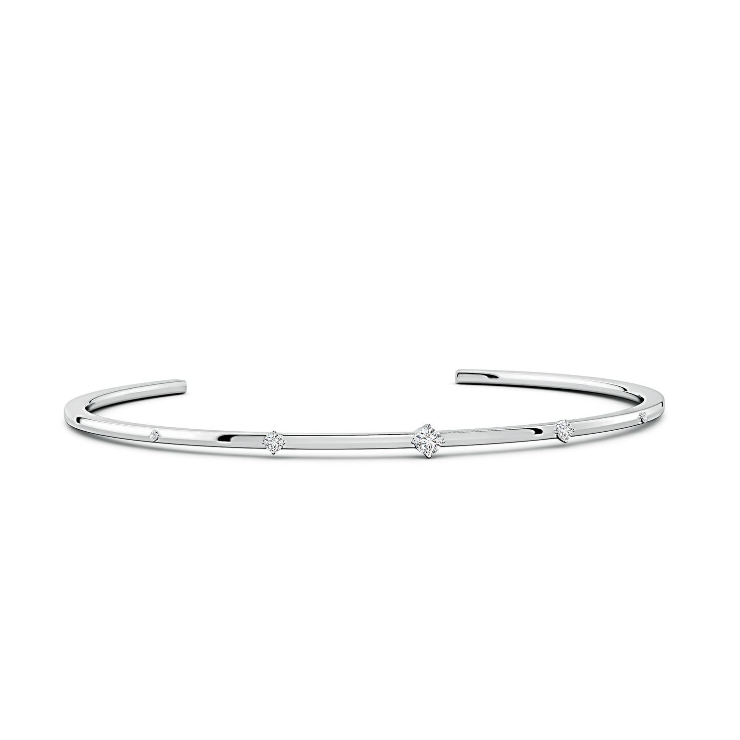 3mm HSI2 Five-Stone Round Diamond Station Cuff Bracelet in White Gold