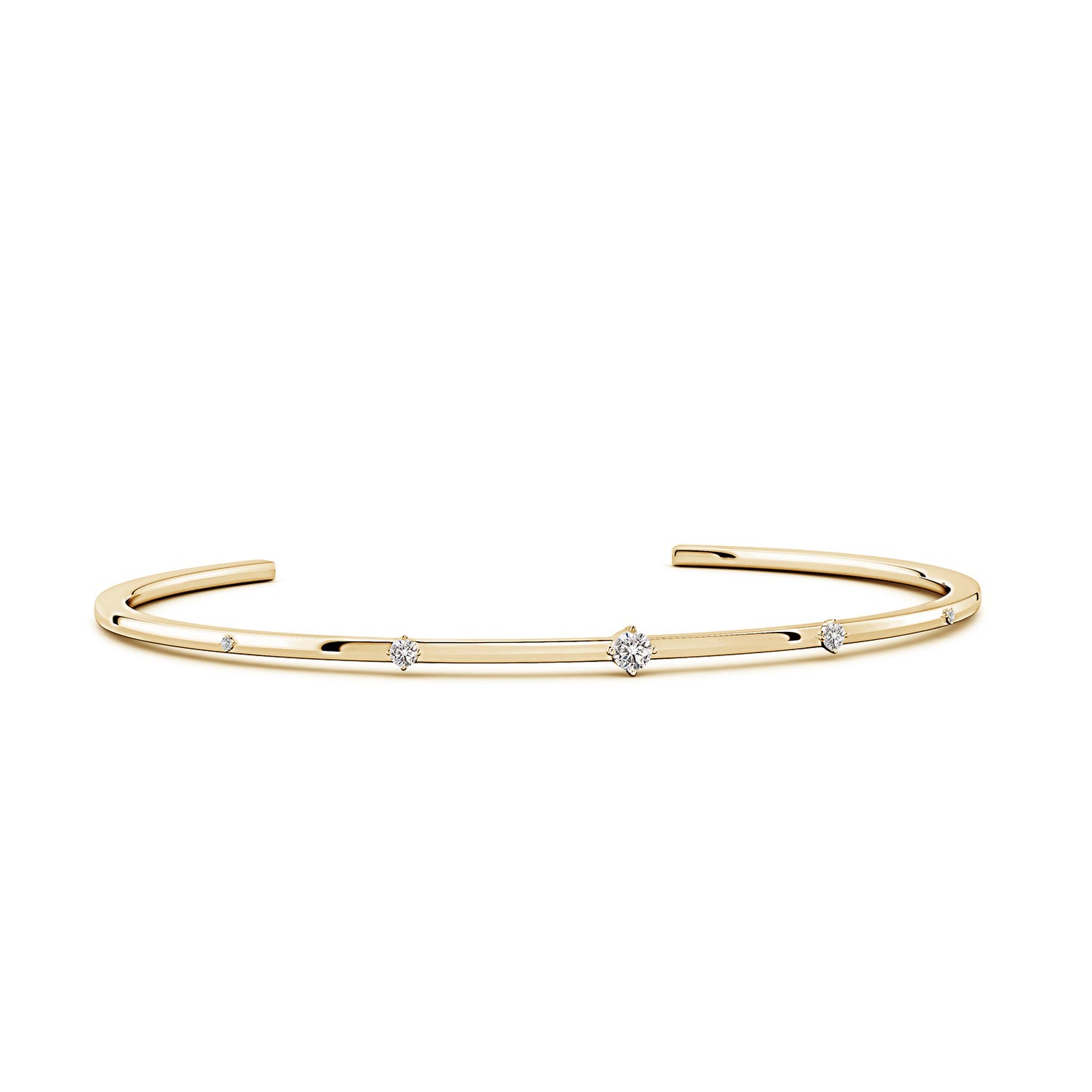 3mm IJI1I2 Five-Stone Round Diamond Station Cuff Bracelet in Yellow Gold