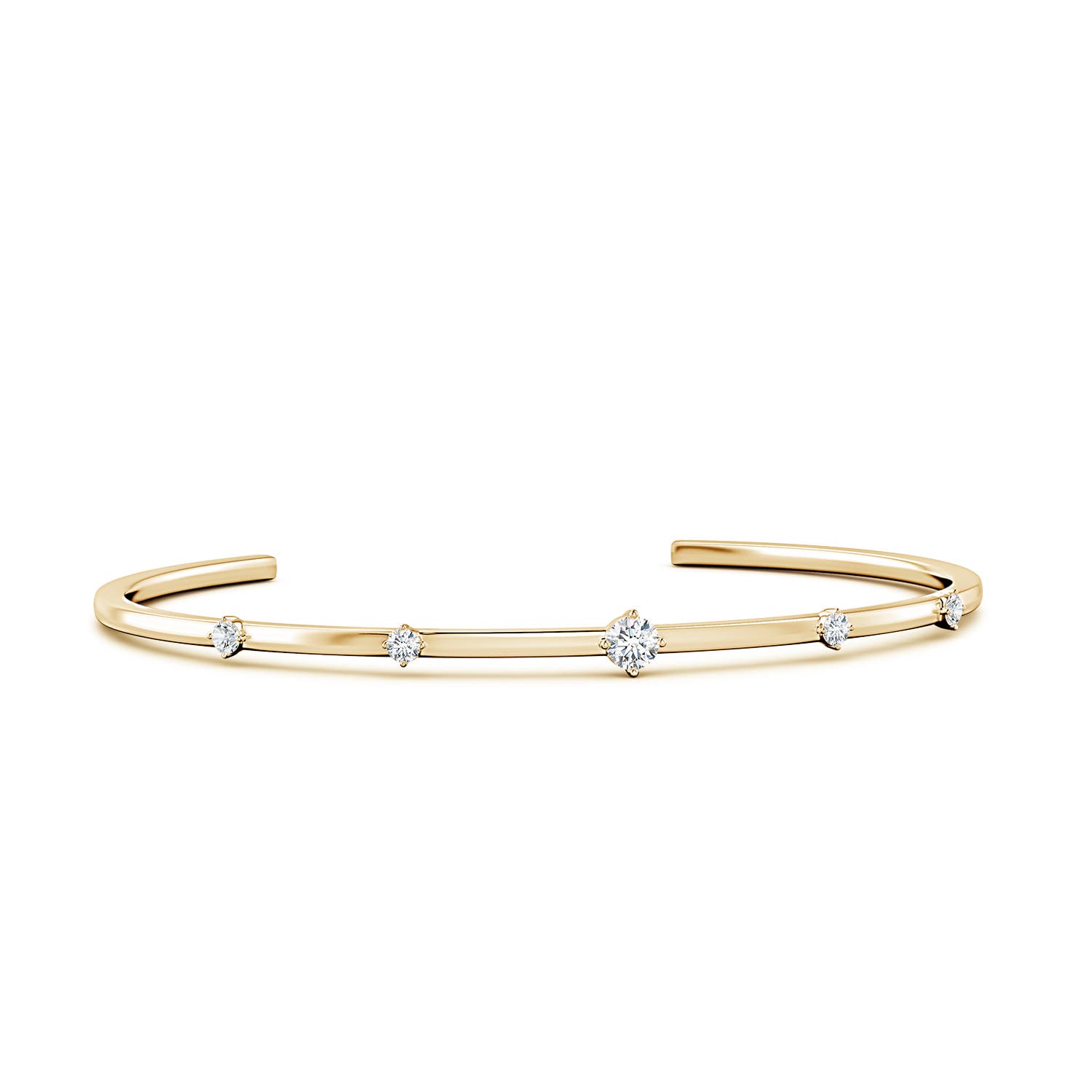 4mm GVS2 Five-Stone Round Diamond Station Cuff Bracelet in Yellow Gold
