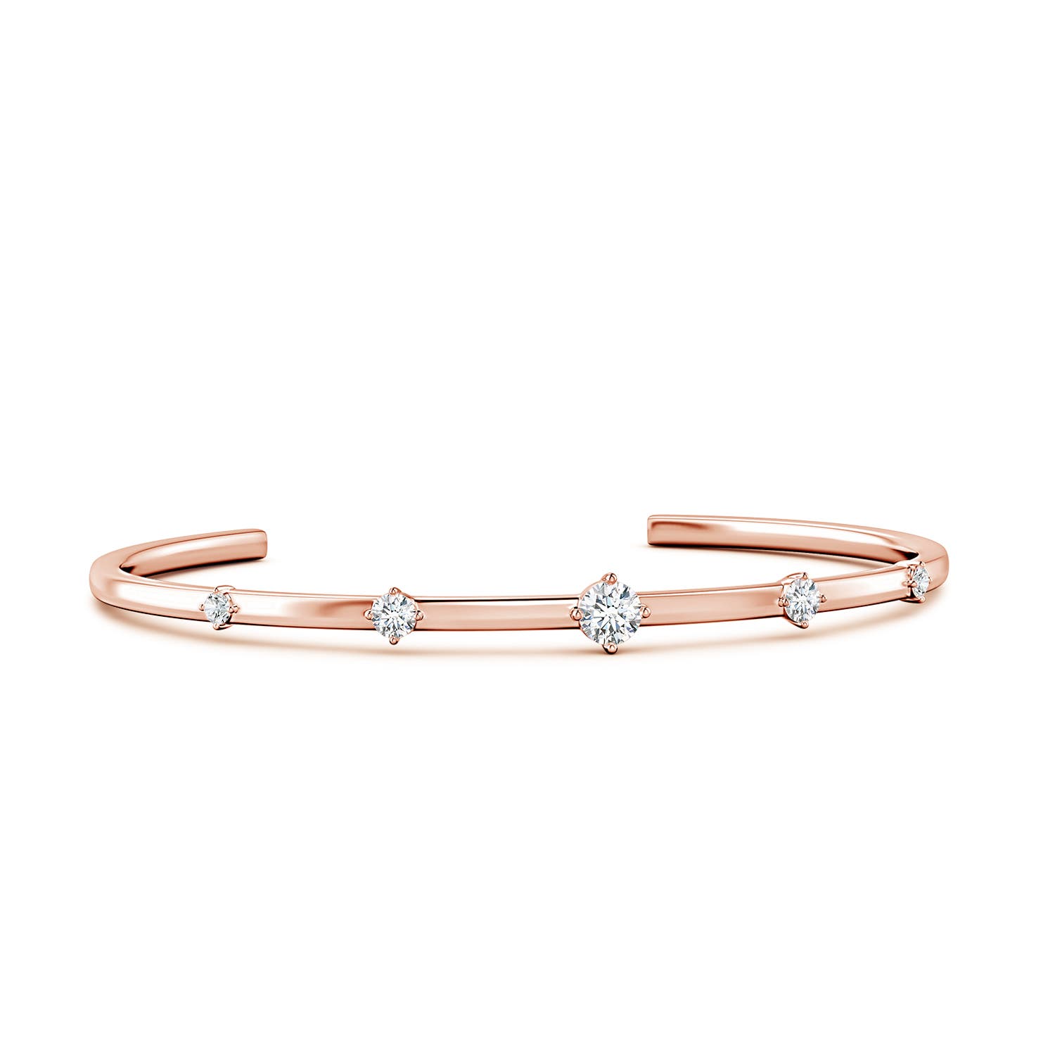 5mm GVS2 Five-Stone Round Diamond Station Cuff Bracelet in Rose Gold