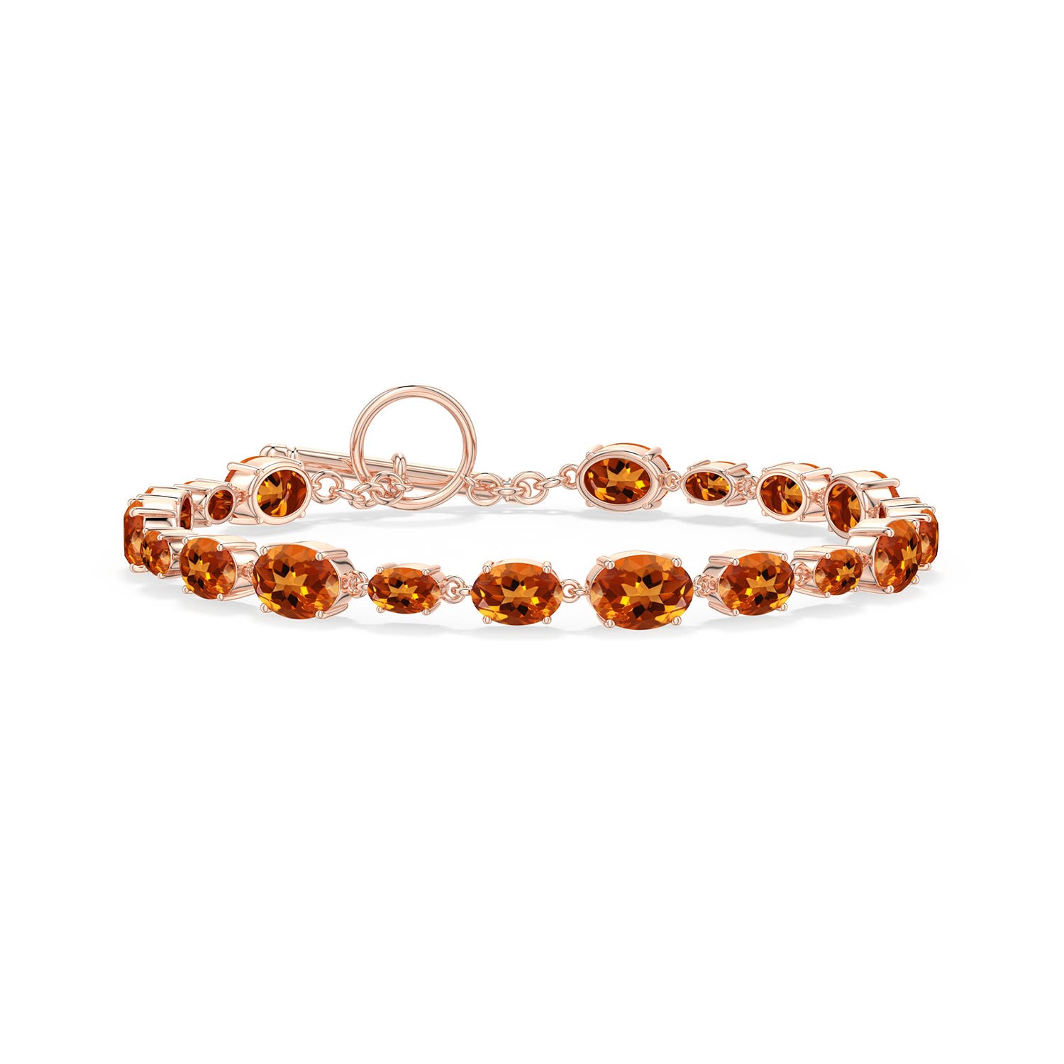 7x5mm AAAA Alternating Multi-Size Oval Citrine Toggle Bracelet in 18K Rose Gold - main