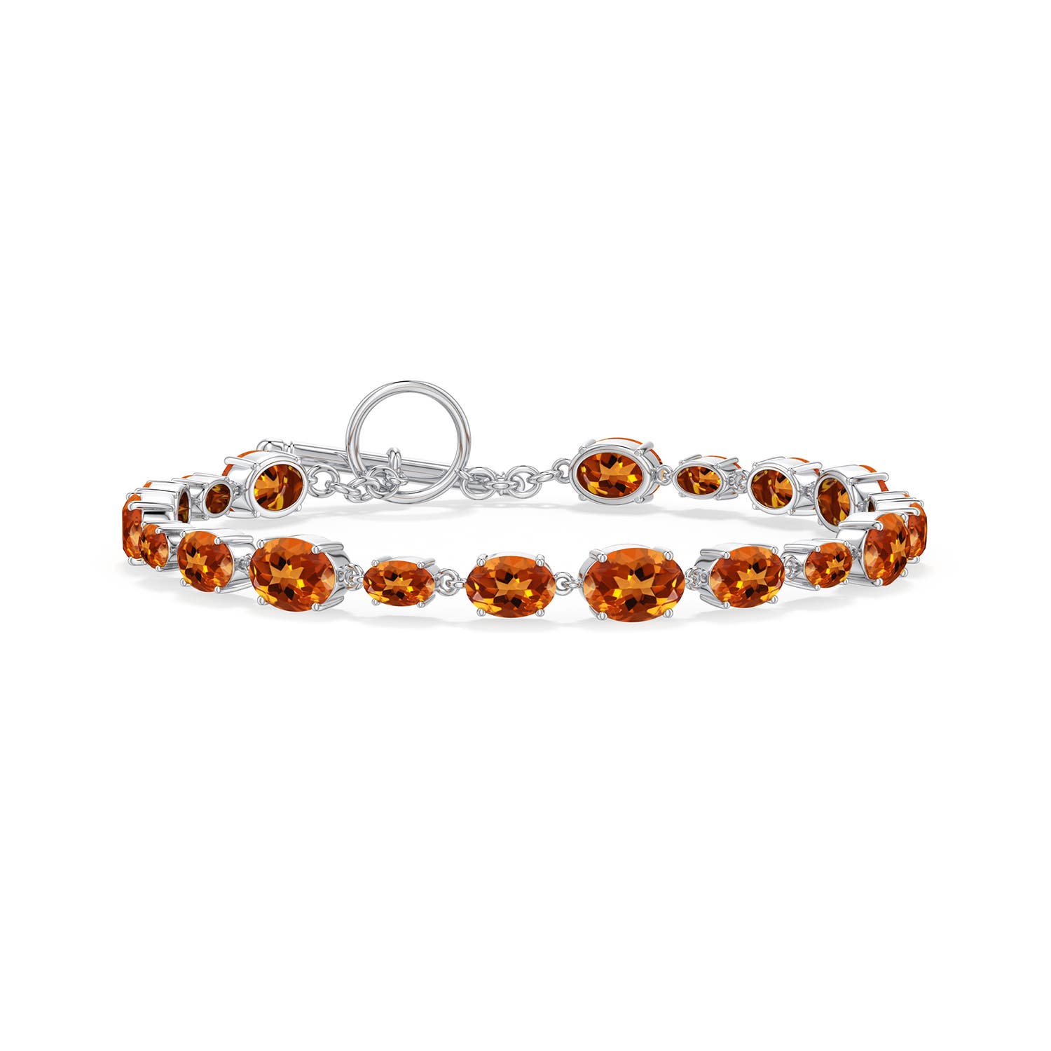 7x5mm AAAA Alternating Multi-Size Oval Citrine Toggle Bracelet in 999 Silver - main