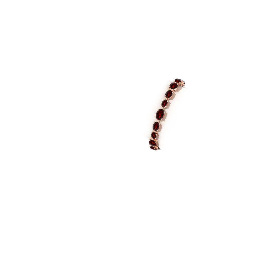 8x6mm AAA Alternating Multi-Size Oval Garnet Toggle Bracelet in Rose Gold - body_arm - body_arm