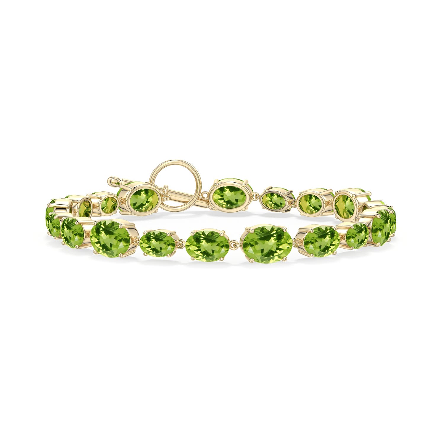Alternating Multi-Size Oval Peridot Toggle Bracelet