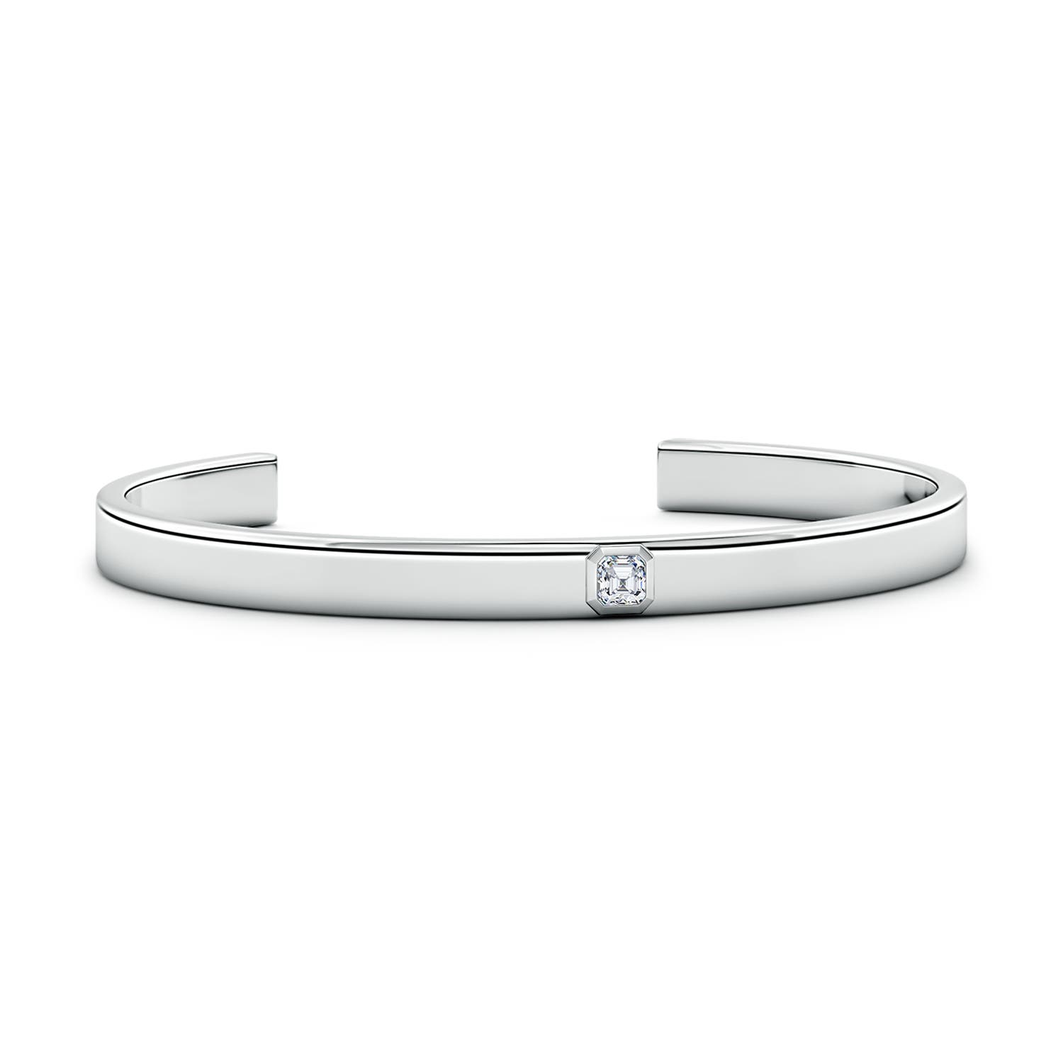 4mm GVS2 Asscher-Cut Diamond men's Cuff Bracelet in P950 Platinum