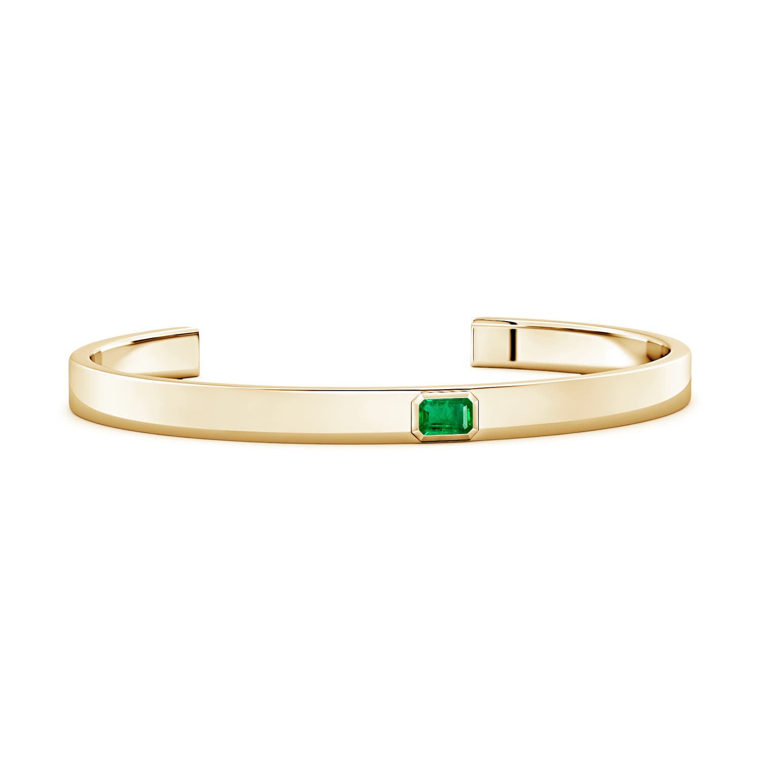 6x4mm AAA East-West Emerald-Cut Emerald men's Cuff Bracelet in 18CT Yellow Gold