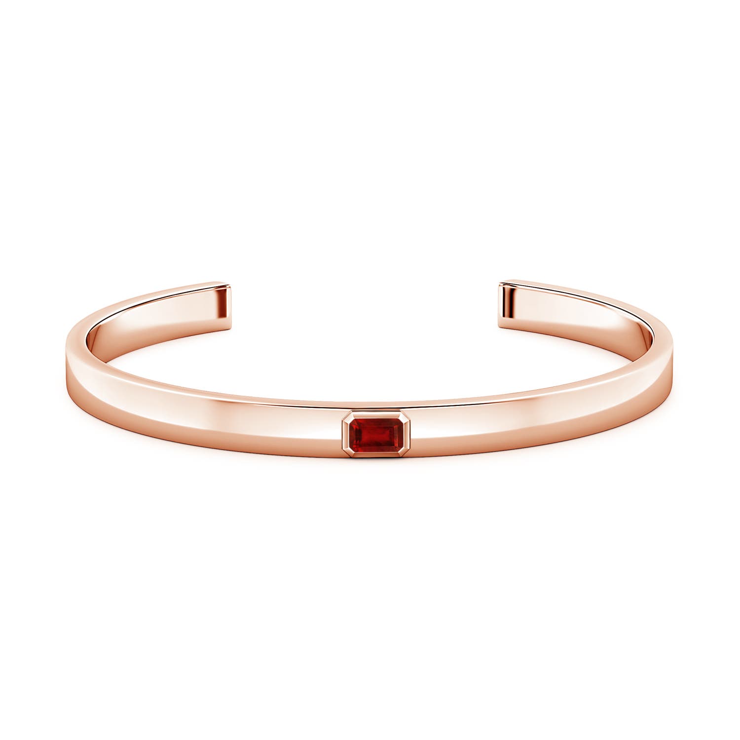 6x4mm AAAA East-West Emerald-Cut Ruby men's Cuff Bracelet in Rose Gold