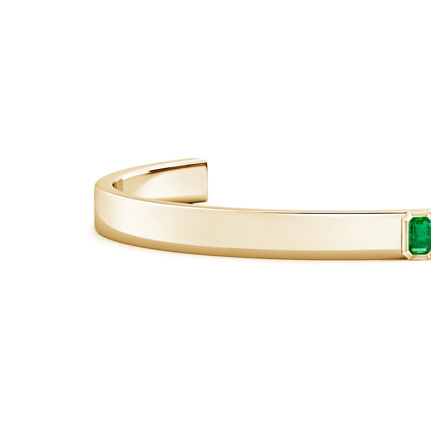 5x3mm AAA Emerald-Cut Emerald Cuff Bracelet in Yellow Gold - side 2