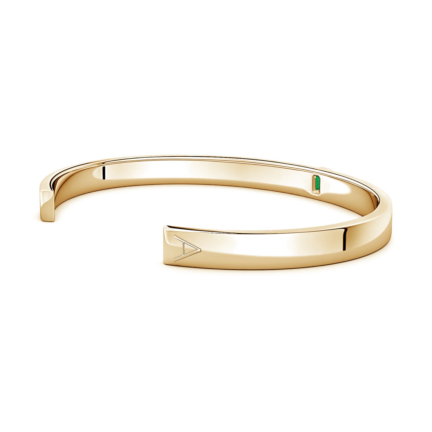 5x3mm AAA Emerald-Cut Emerald Cuff Bracelet in Yellow Gold - side 3