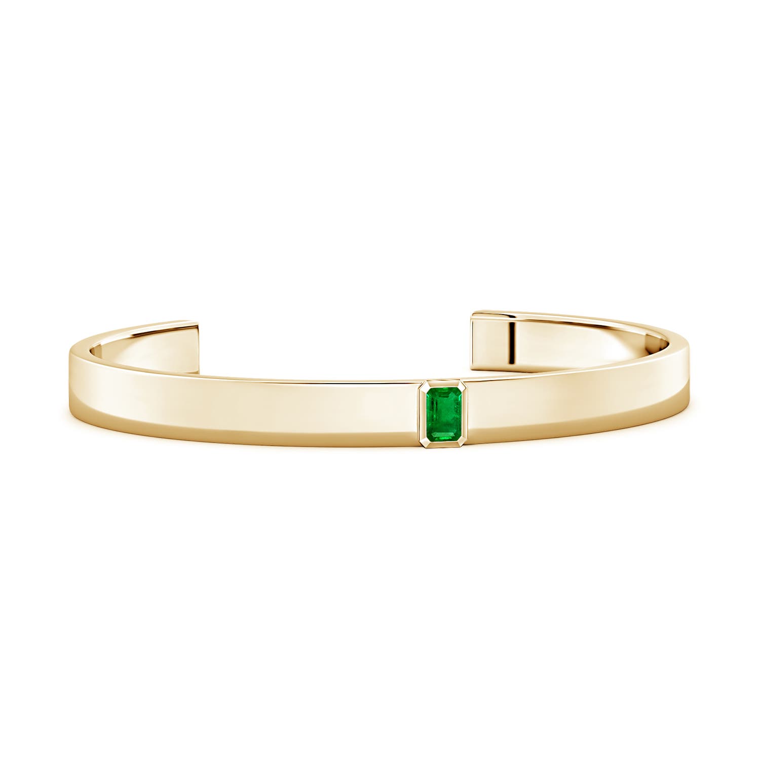 6x4mm AAAA Emerald-Cut Emerald Cuff Bracelet in 18K Yellow Gold