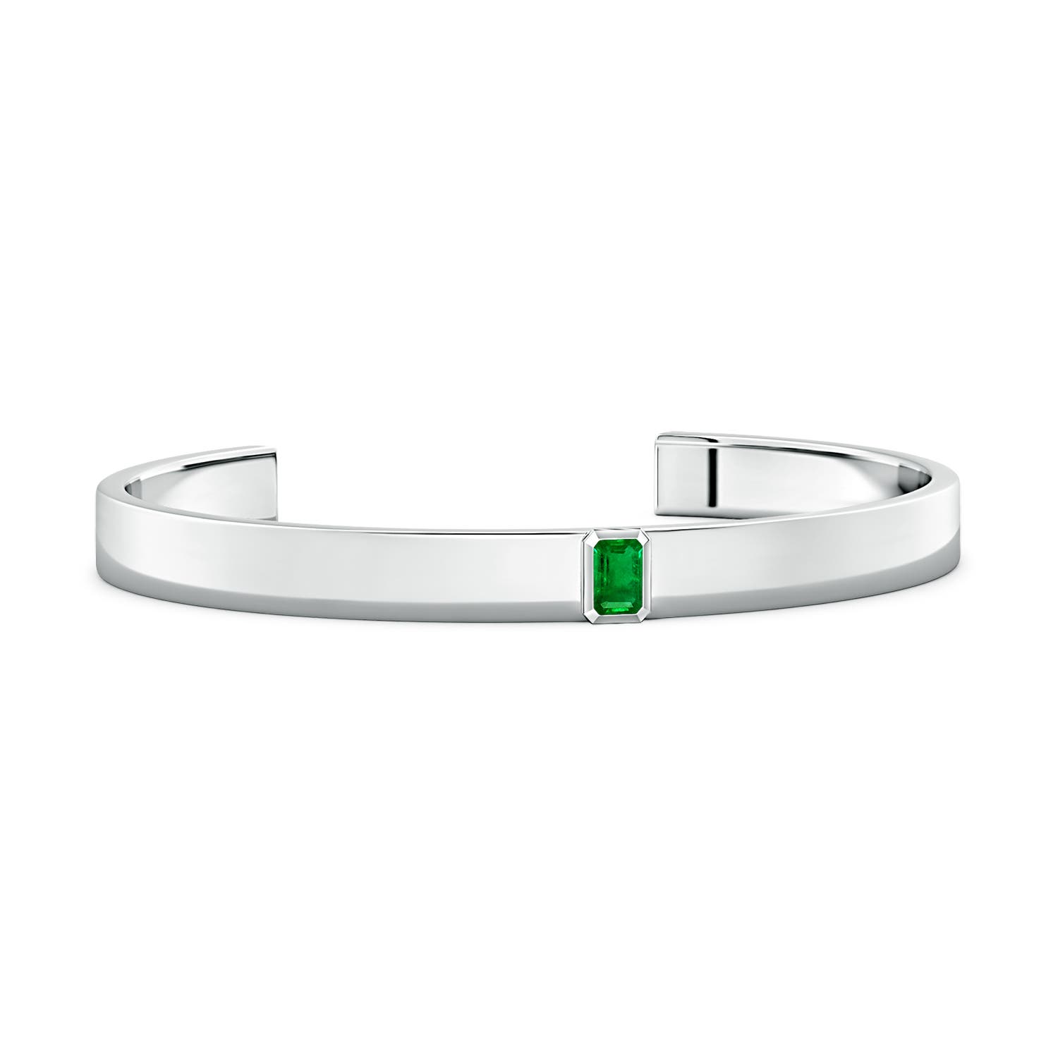 6x4mm AAAA Emerald-Cut Emerald Cuff Bracelet in P950 Platinum