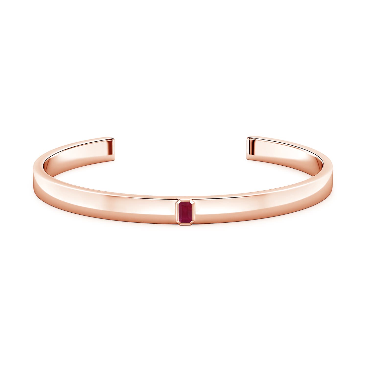 5x3mm A Emerald-Cut Ruby Cuff Bracelet in 18K Rose Gold
