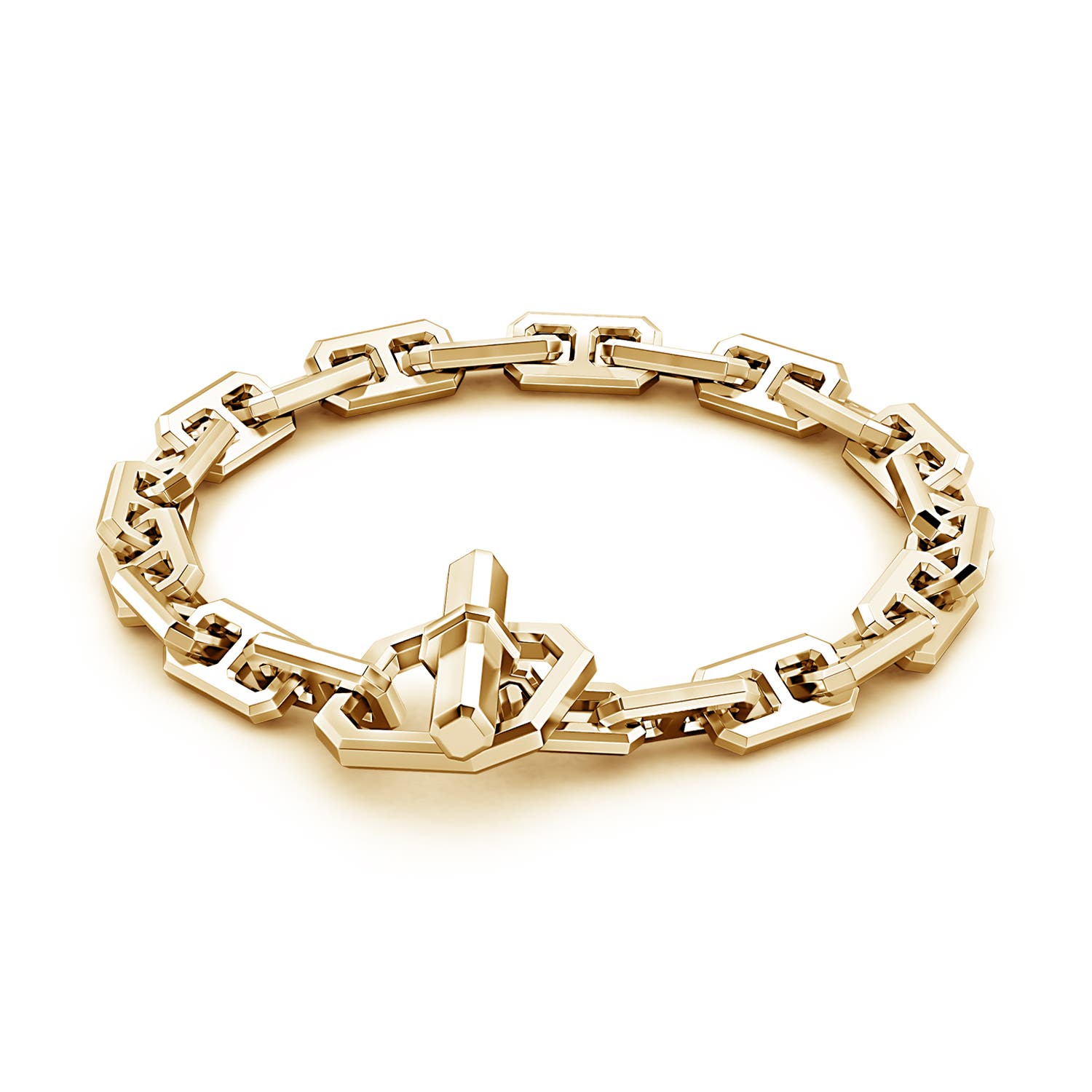 Toggle Clasp 90 Men's Octagon Link Bracelet in Yellow Gold