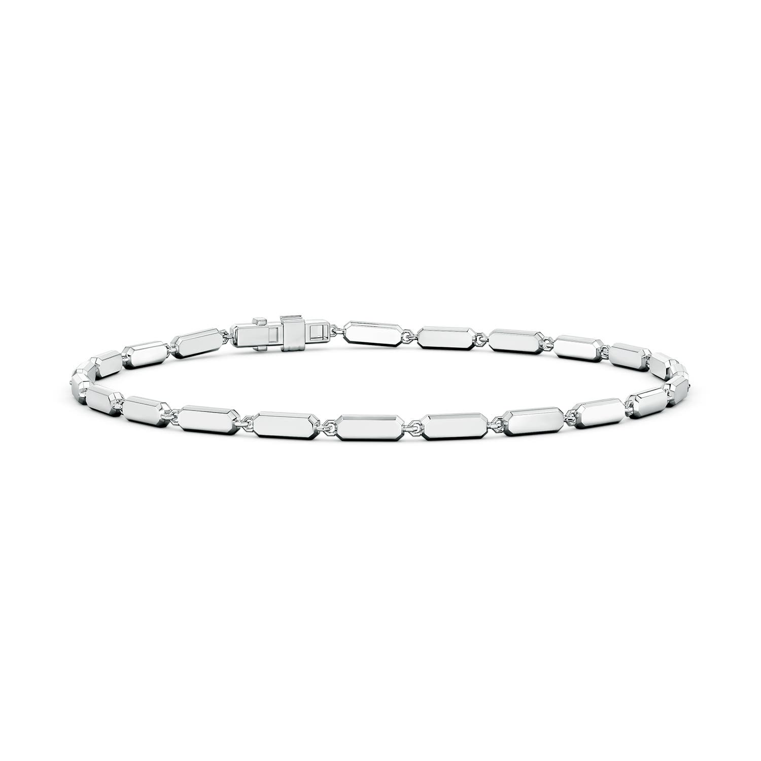 Hidden Box Clasp 90 Men's Compact Octagon Tennis Bracelet in White Gold