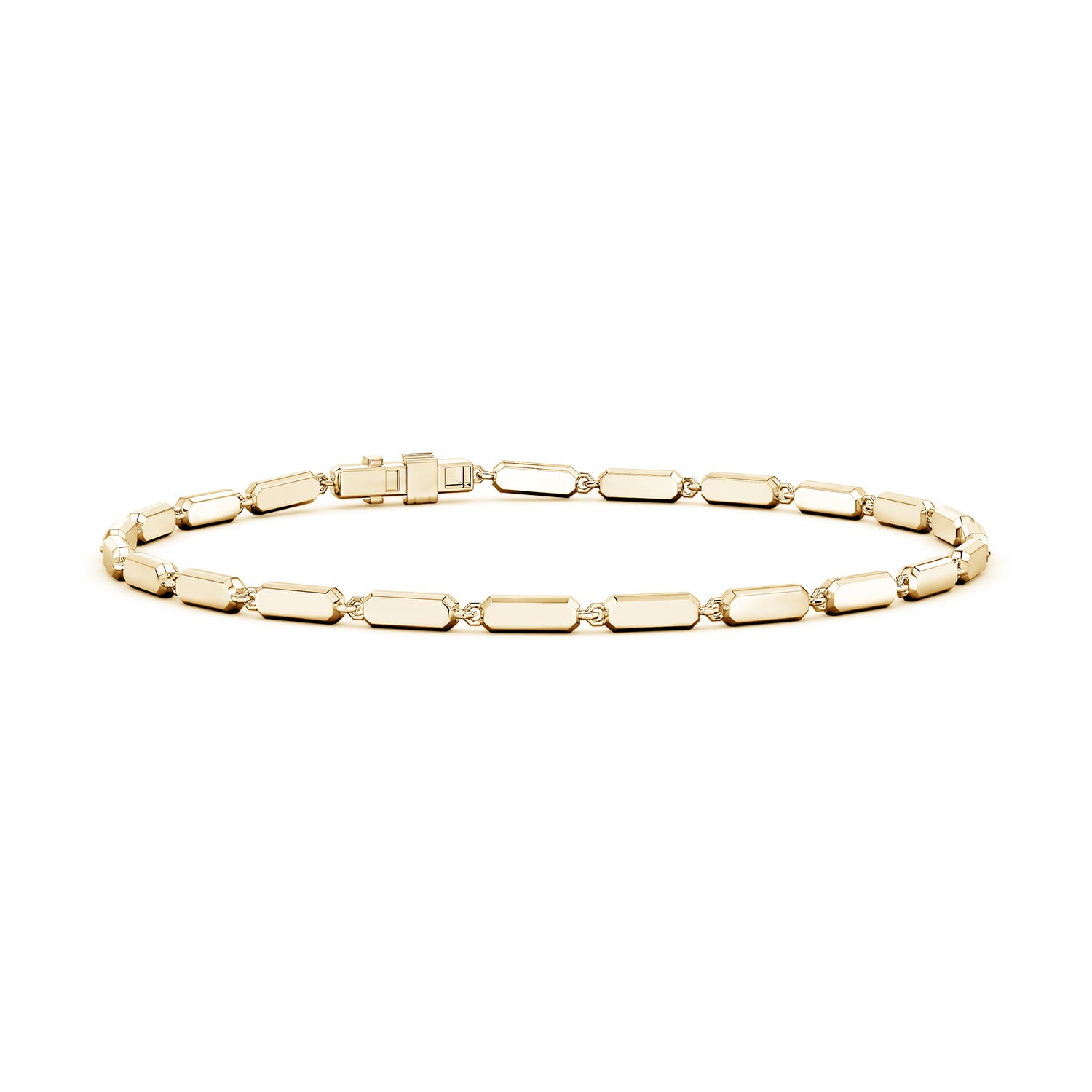 Hidden Box Clasp 90 Men's Compact Octagon Tennis Bracelet in Yellow Gold
