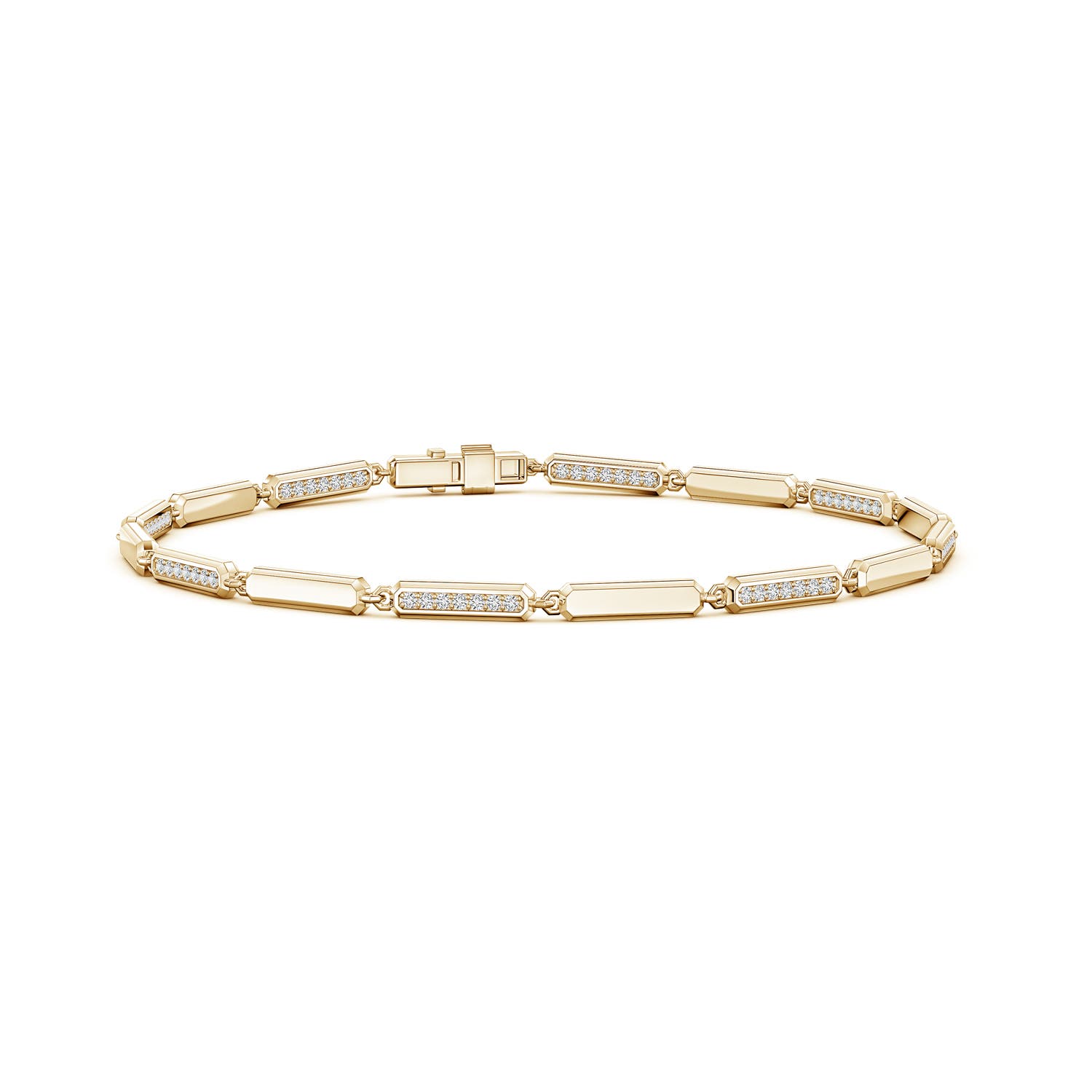 1.2mm HSI2 Men's Diamond Medium Octagon Tennis Bracelet in Yellow Gold