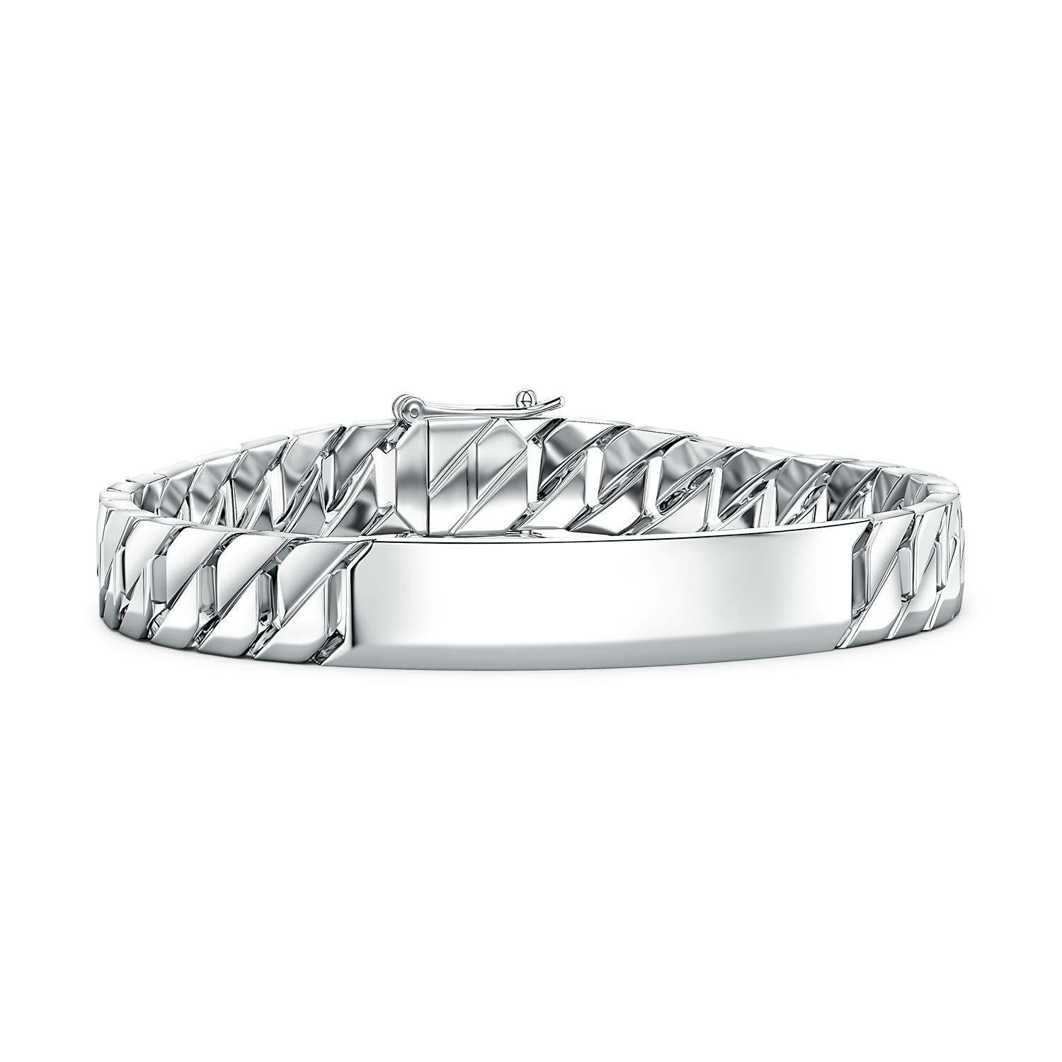 Hidden Box Clasp 80 Men's Octagon-Shaped Link ID Bracelet in S999 Silver