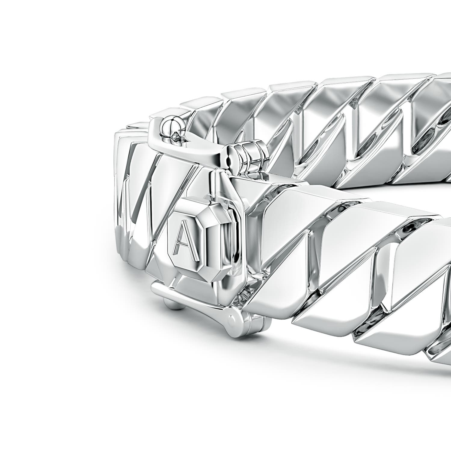 Hidden Box Clasp 80 Men's Octagon-Shaped Link ID Bracelet in S999 Silver - side 5