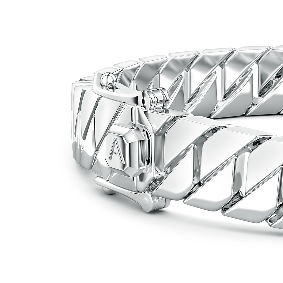 Hidden Box Clasp 80 Men's Octagon-Shaped Link ID Bracelet in S999 Silver - side 5