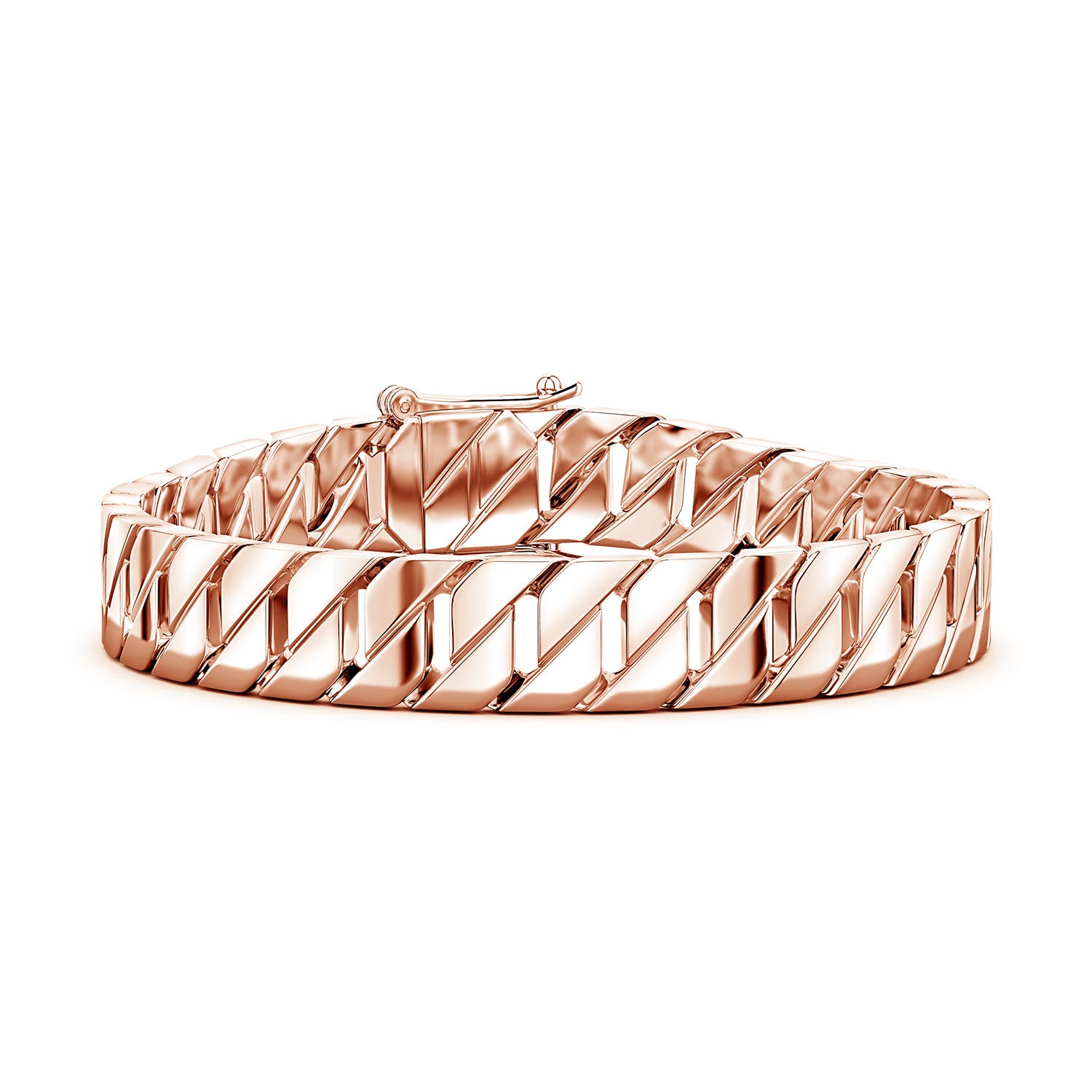 Hidden Box Clasp 80 Men's Octagon-Shaped Link Chain Bracelet in 18CT Rose Gold