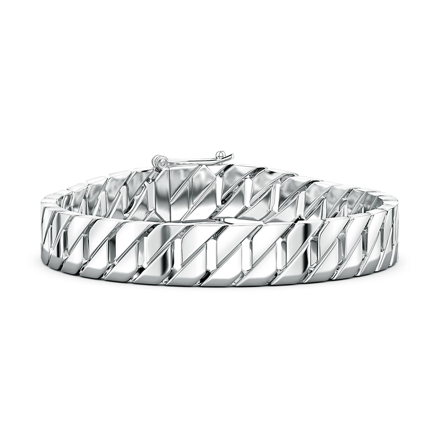 Hidden Box Clasp 80 Men's Octagon-Shaped Link Chain Bracelet in S999 Silver