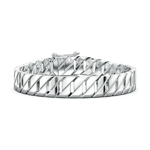 Hidden Box Clasp 80 Men's Octagon-Shaped Link Chain Bracelet in S999 Silver