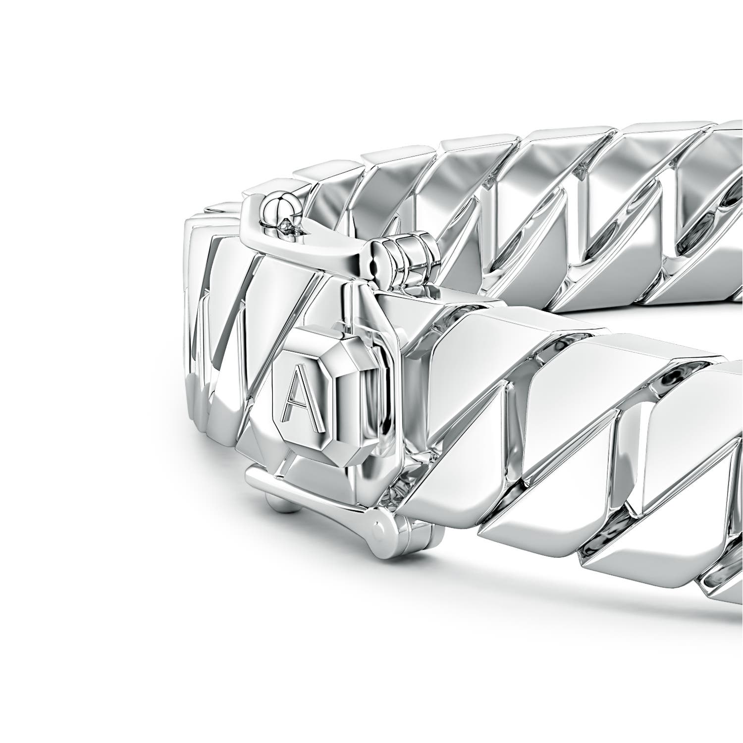 Hidden Box Clasp 80 Men's Octagon-Shaped Link Chain Bracelet in S999 Silver