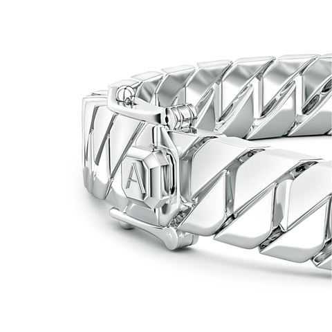 Hidden Box Clasp 80 Men's Octagon-Shaped Link Chain Bracelet in S999 Silver