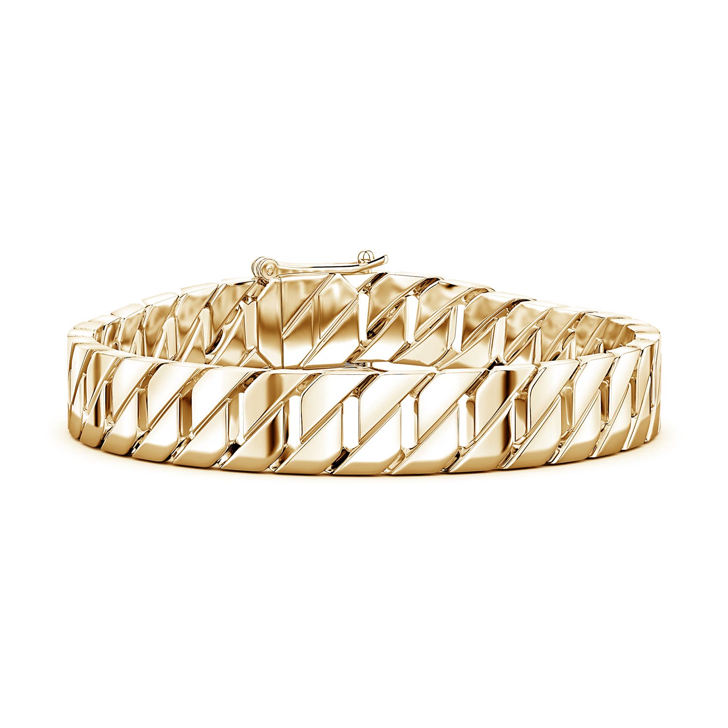 Hidden Box Clasp 80 Men's Octagon-Shaped Link Chain Bracelet in Yellow Gold