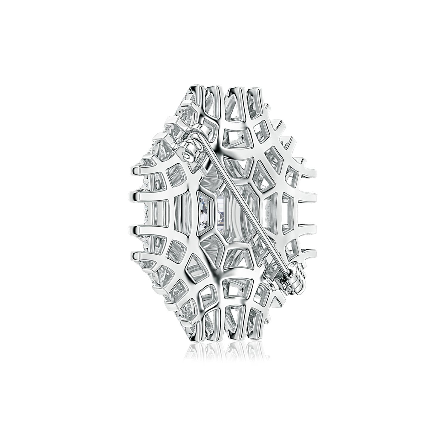 Square Emerald-Cut Lab-Grown Blue Sapphire Men's Latticework Brooch
