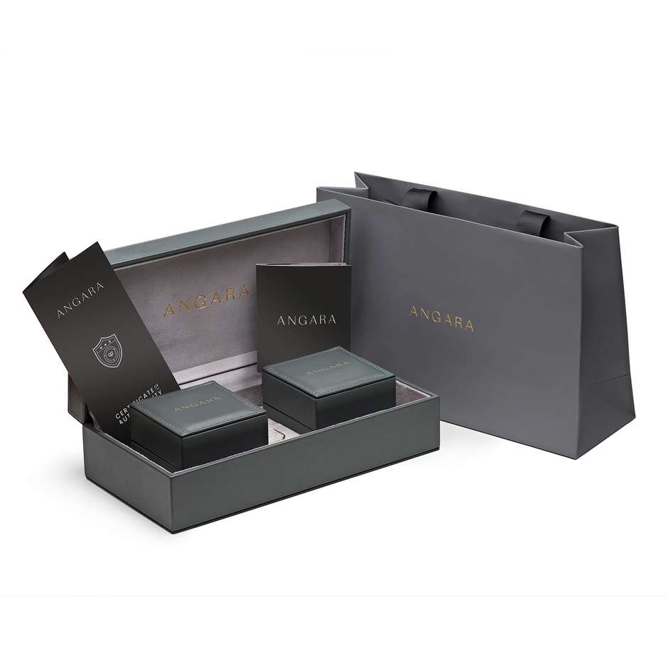 Box for Multi-Row White and Coffee Diamond Crossover Wedding Ring box