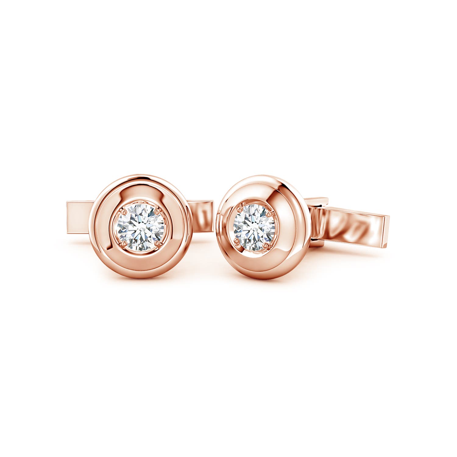 6.5mm FGVS Men's Lab-Grown Diamond Cufflinks in Rose Gold