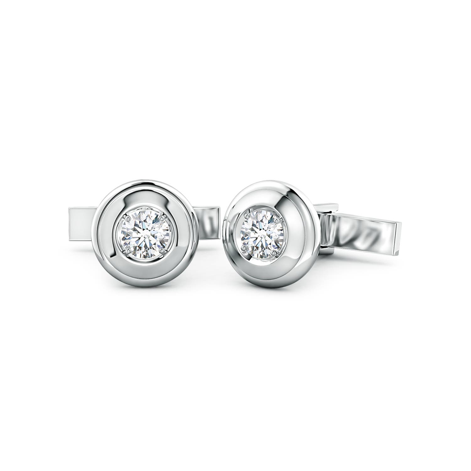 6.5mm FGVS Men's Lab-Grown Diamond Cufflinks in S999 Silver