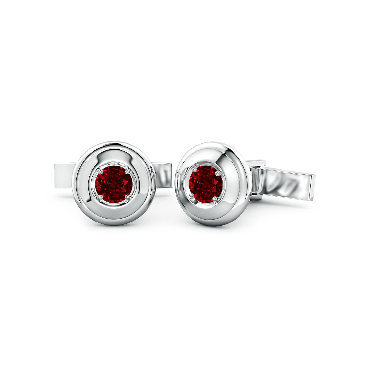 6.5mm Labgrown Men's Lab-Grown Ruby Cufflinks in S999 Silver
