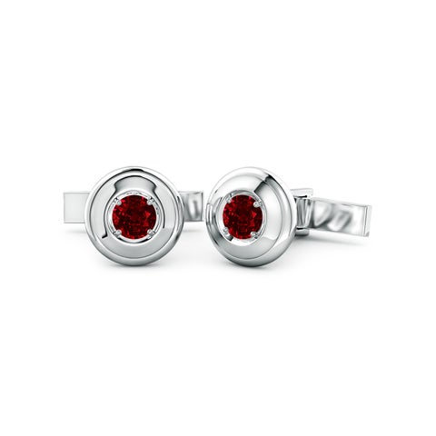 6.5mm Labgrown Men's Lab-Grown Ruby Cufflinks in White Gold
