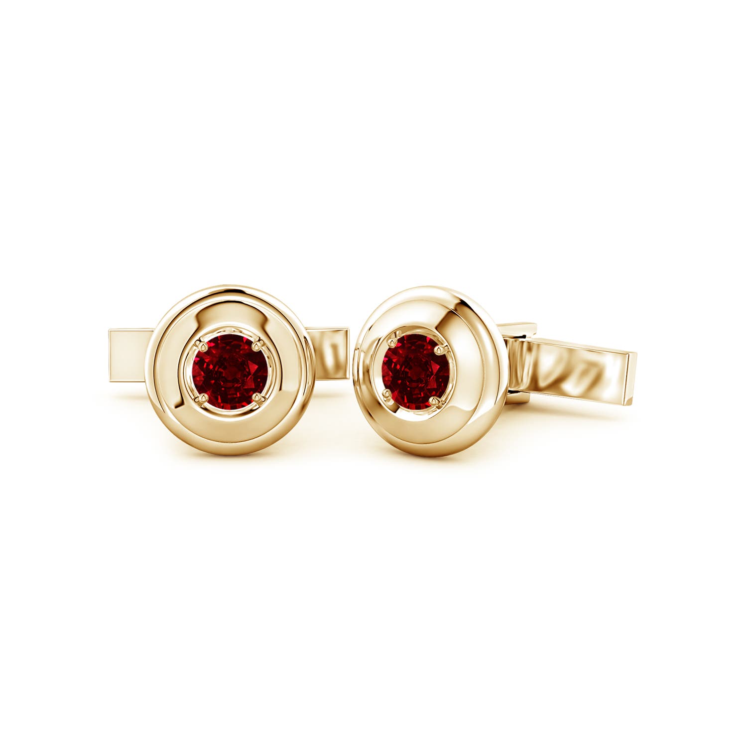 6.5mm Labgrown Men's Lab-Grown Ruby Cufflinks in Yellow Gold