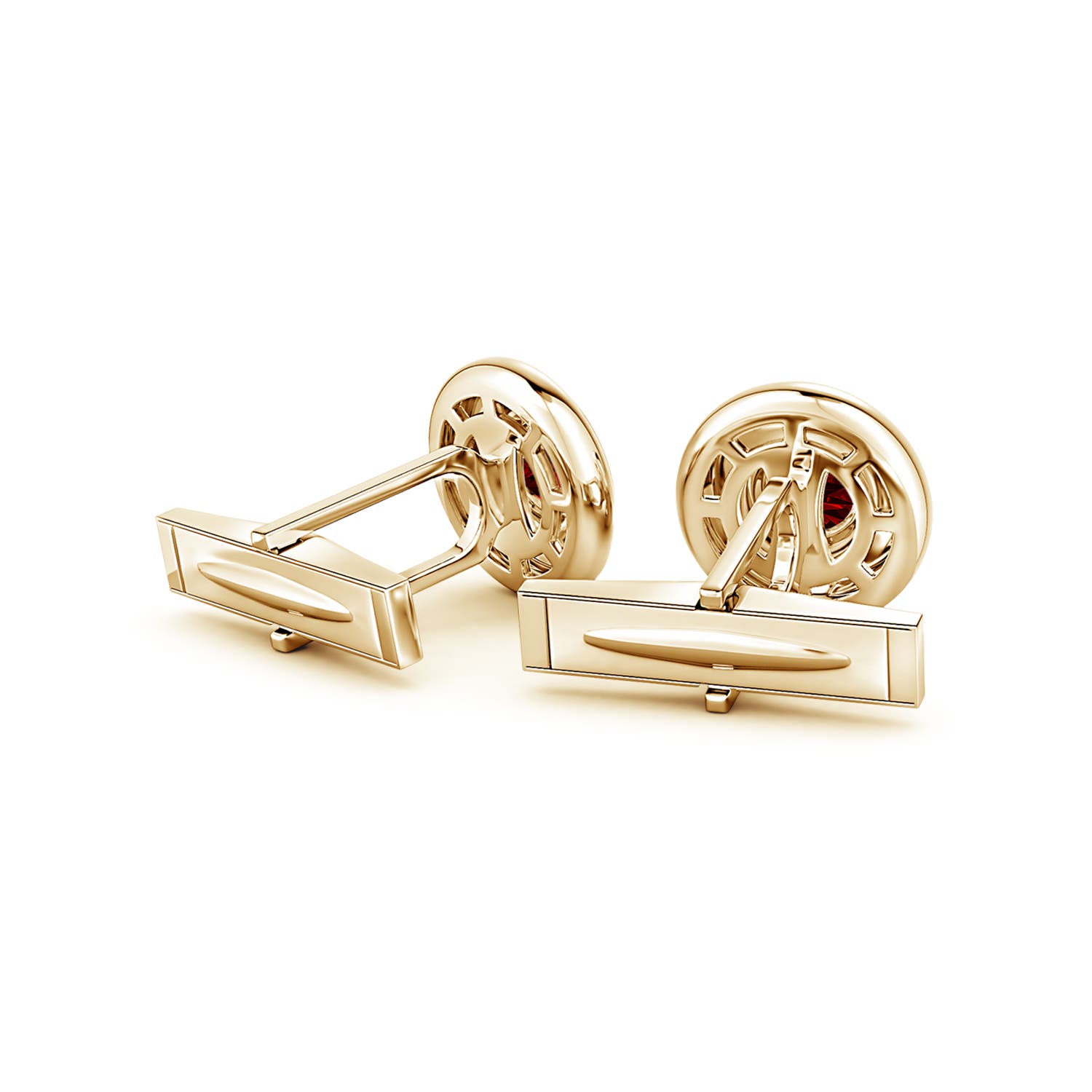 6.5mm Labgrown Men's Lab-Grown Ruby Cufflinks in Yellow Gold