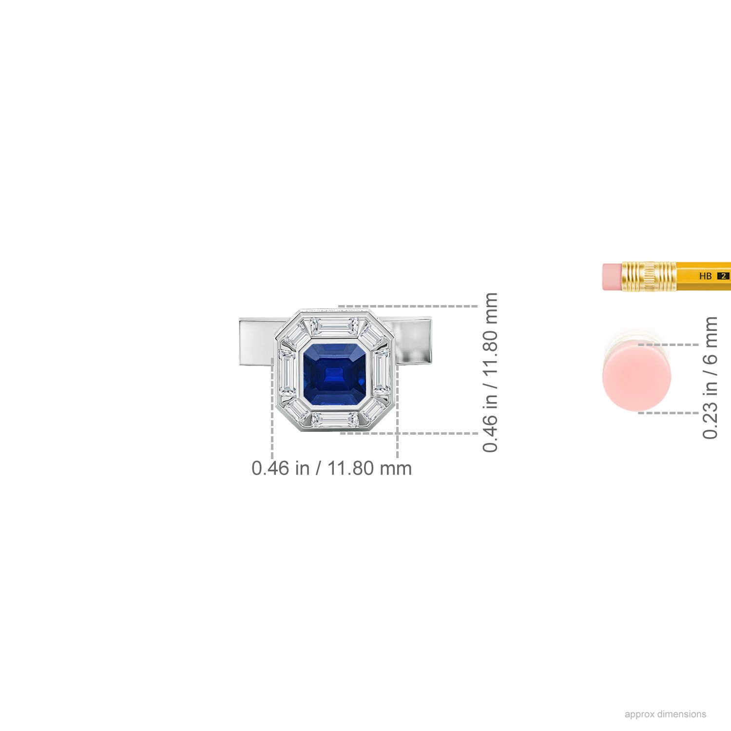 Square Emerald-Cut Lab-Grown Blue Sapphire Men's Cufflinks