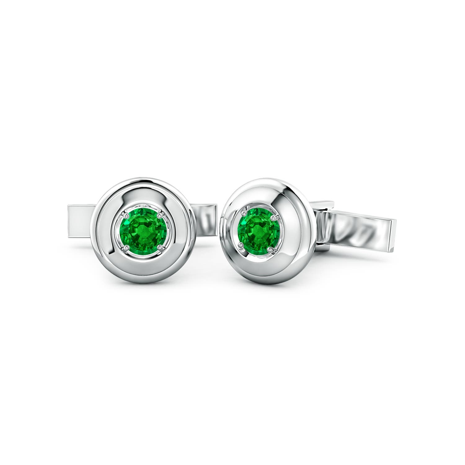 Angara 1.9 CTW Men's Emerald Cufflinks in Silver